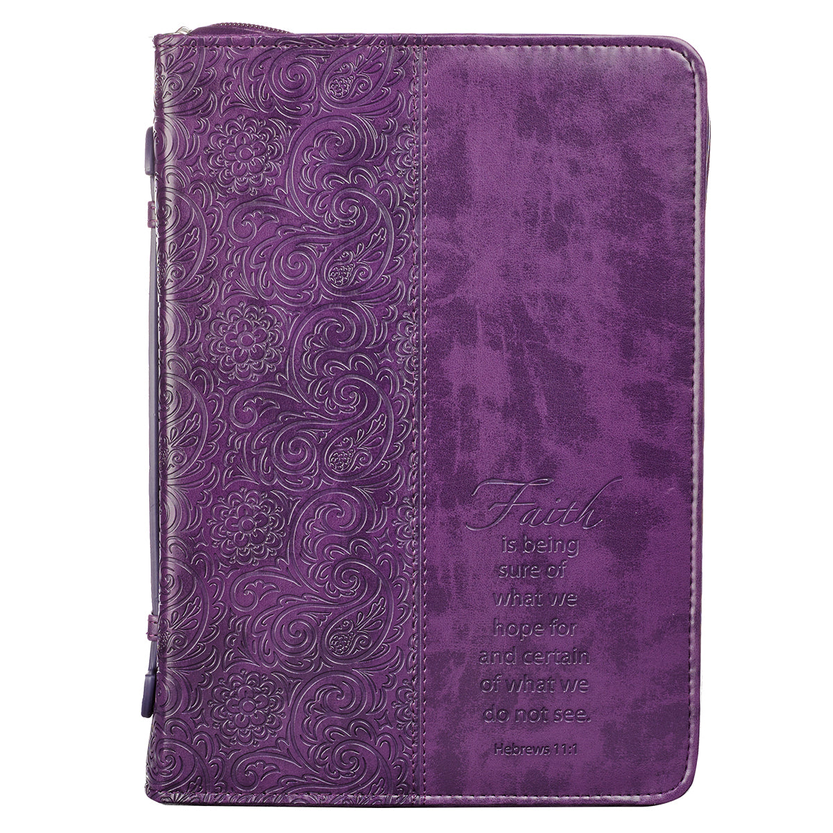 Faith Purple Faux Leather Fashion Bible Cover - Hebrews 11:1 - The Christian Gift Company