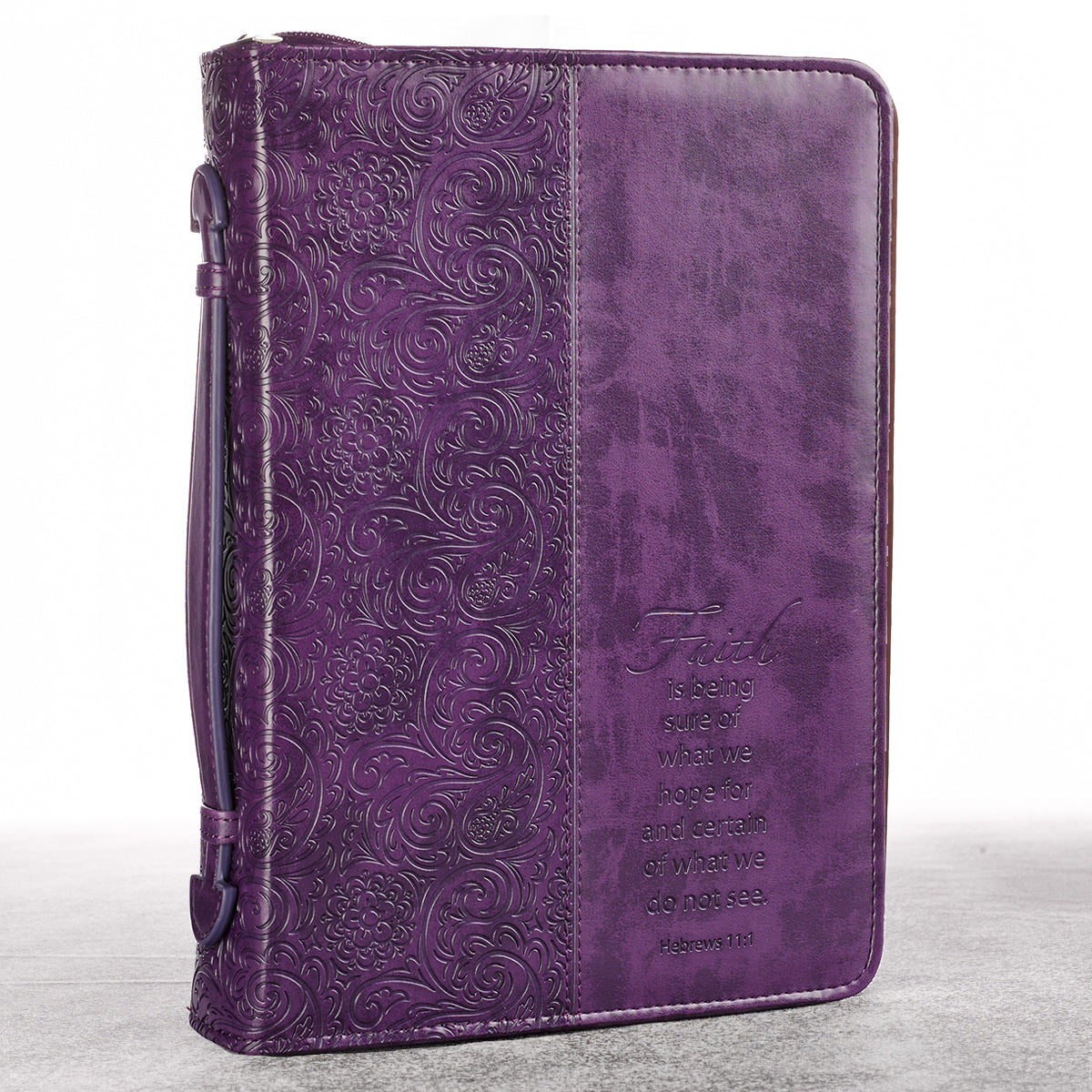 Faith Purple Faux Leather Fashion Bible Cover - Hebrews 11:1 - The Christian Gift Company