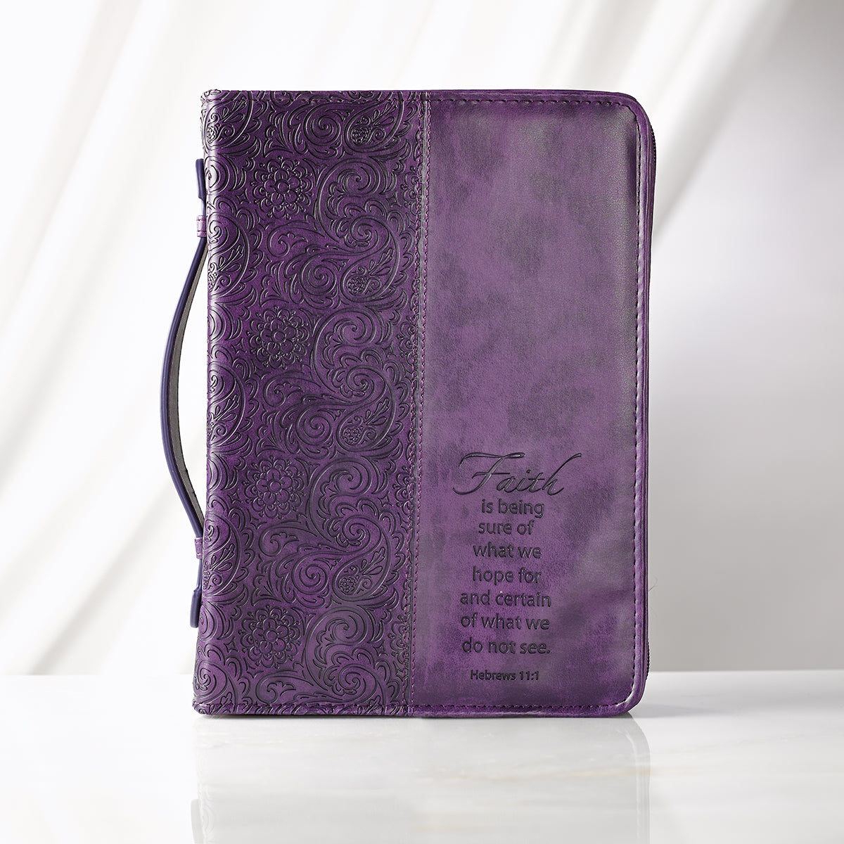 Faith Purple Faux Leather Fashion Bible Cover - Hebrews 11:1 - The Christian Gift Company