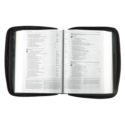 Black Poly-canvas Value Bible Cover with Ichthus Patch - The Christian Gift Company