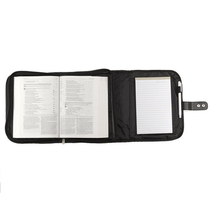 Black Microfibre Tri-fold Organiser Bible Cover - The Christian Gift Company