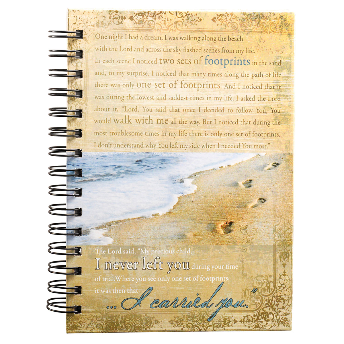 Footprints Large Hardcover Wirebound Journal - The Christian Gift Company