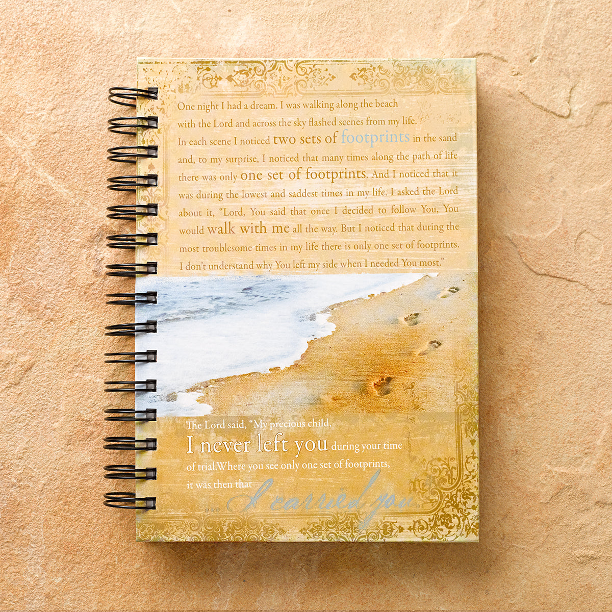 Footprints Large Hardcover Wirebound Journal - The Christian Gift Company