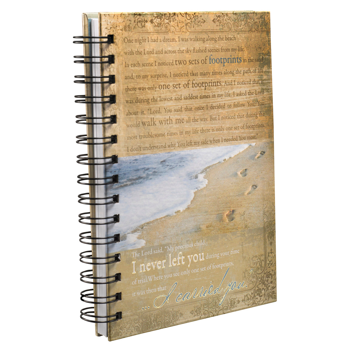 Footprints Large Hardcover Wirebound Journal - The Christian Gift Company