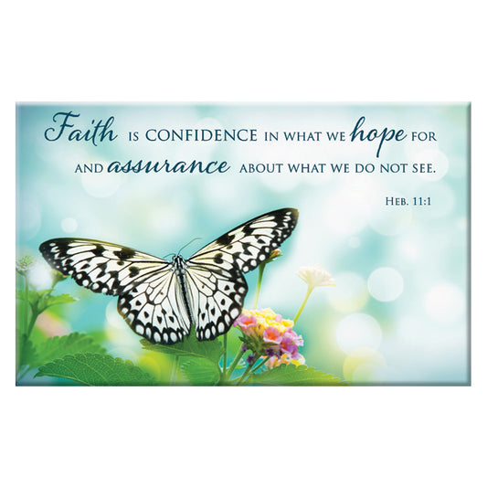 Faith Magnet with Butterfly - Hebrews 11:1 - The Christian Gift Company