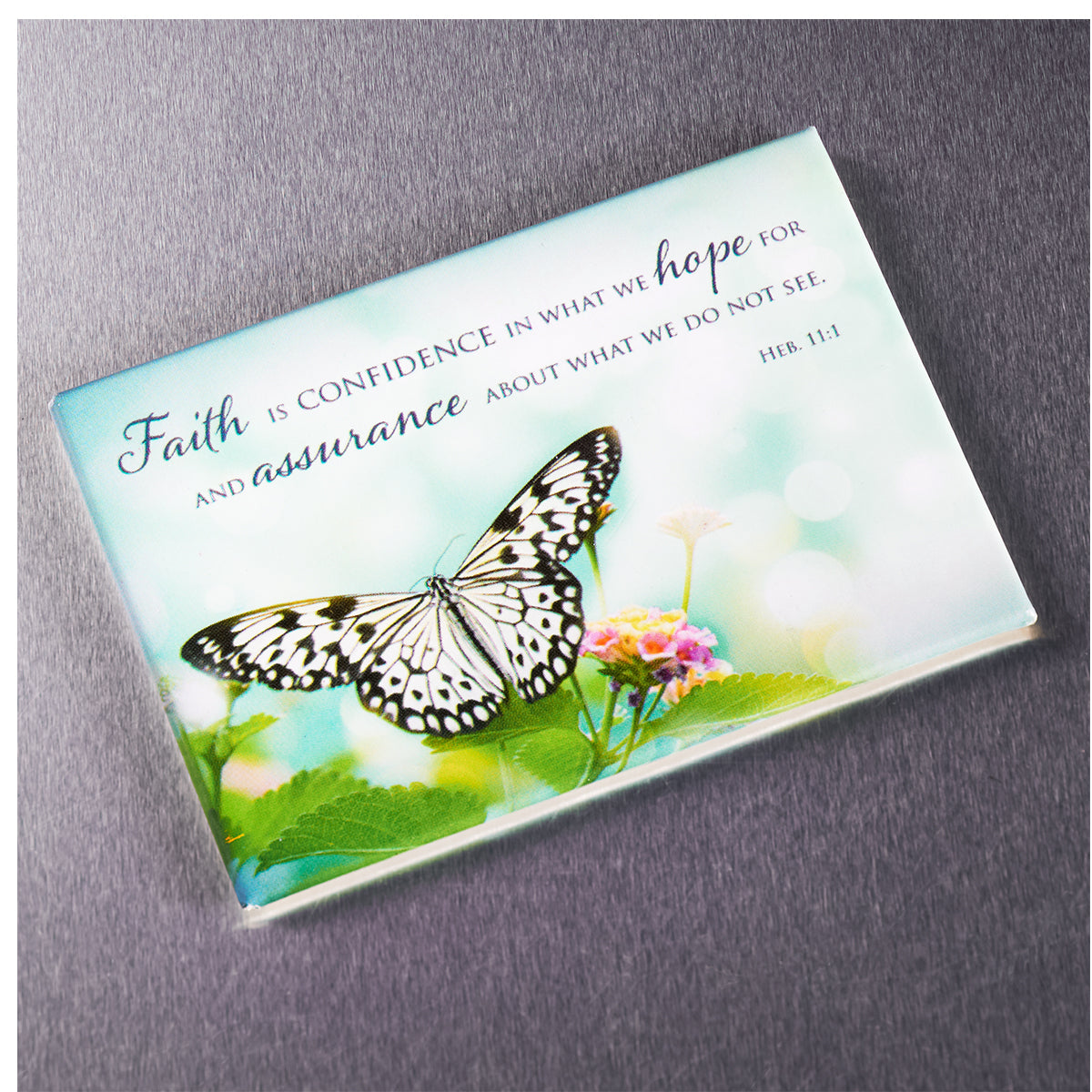 Faith Magnet with Butterfly - Hebrews 11:1 - The Christian Gift Company