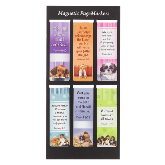 Be Still Magnetic Bookmark Set with Puppies - Psalm 46:10 - The Christian Gift Company