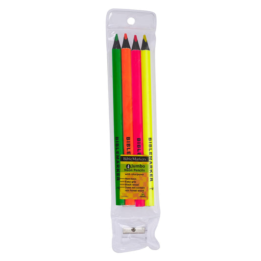 4 Piece Assorted Colours Jumbo Dry Highlighter Bible Markers with Sharpener - The Christian Gift Company
