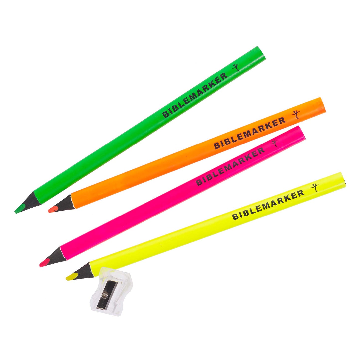 4 Piece Assorted Colours Jumbo Dry Highlighter Bible Markers with Sharpener - The Christian Gift Company