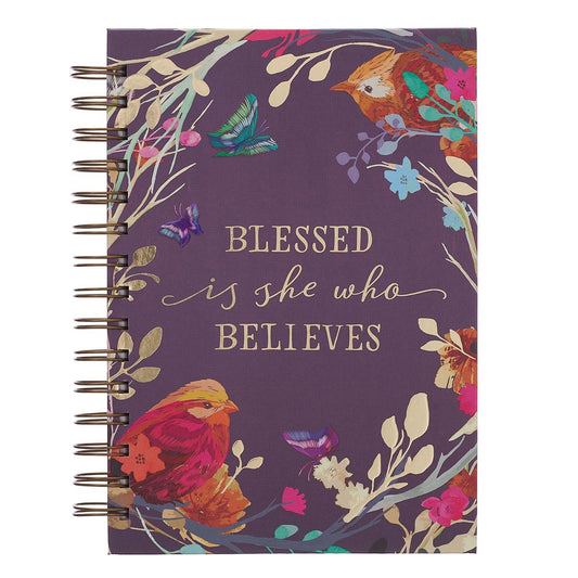 Blessed Is She Large Wirebound Journal in Aubergine - The Christian Gift Company