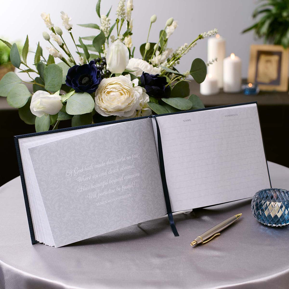 In Loving Memory Navy Faux Leather Medium Guest Book - The Christian Gift Company