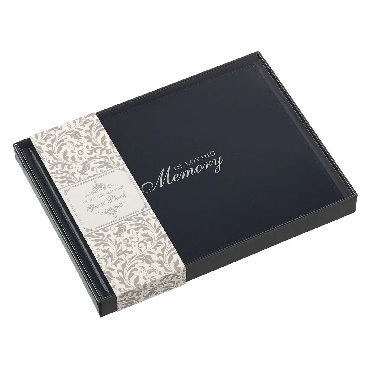 In Loving Memory Navy Faux Leather Medium Guest Book - The Christian Gift Company