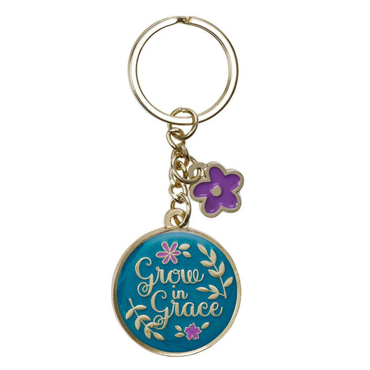 Grow in Grace Metal Key Ring with Link Chain - The Christian Gift Company