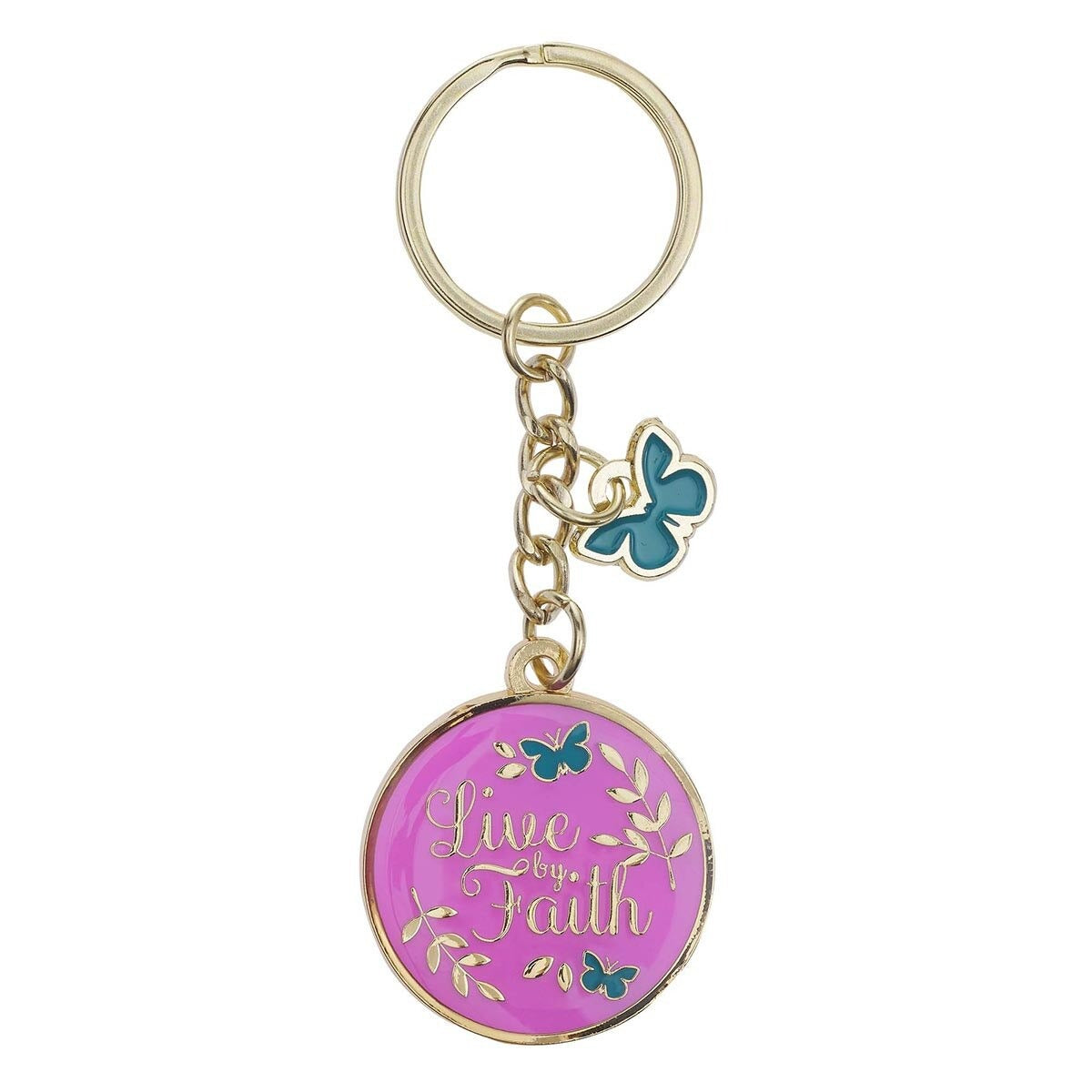 Live by Faith Metal Key Ring with Link Chain - The Christian Gift Company
