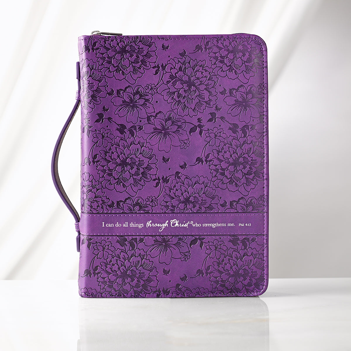 I Can Do All Things Purple Faux Leather Fashion Bible Cover - Philippians 4:13 - The Christian Gift Company