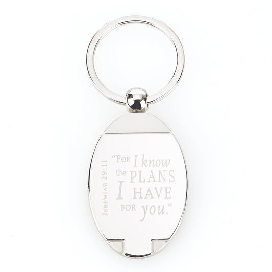 I Know the Plans Silver Metal Key Ring in Gift Tin - Jeremiah 29:11 - The Christian Gift Company