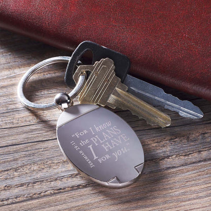 I Know the Plans Silver Metal Key Ring in Gift Tin - Jeremiah 29:11 - The Christian Gift Company