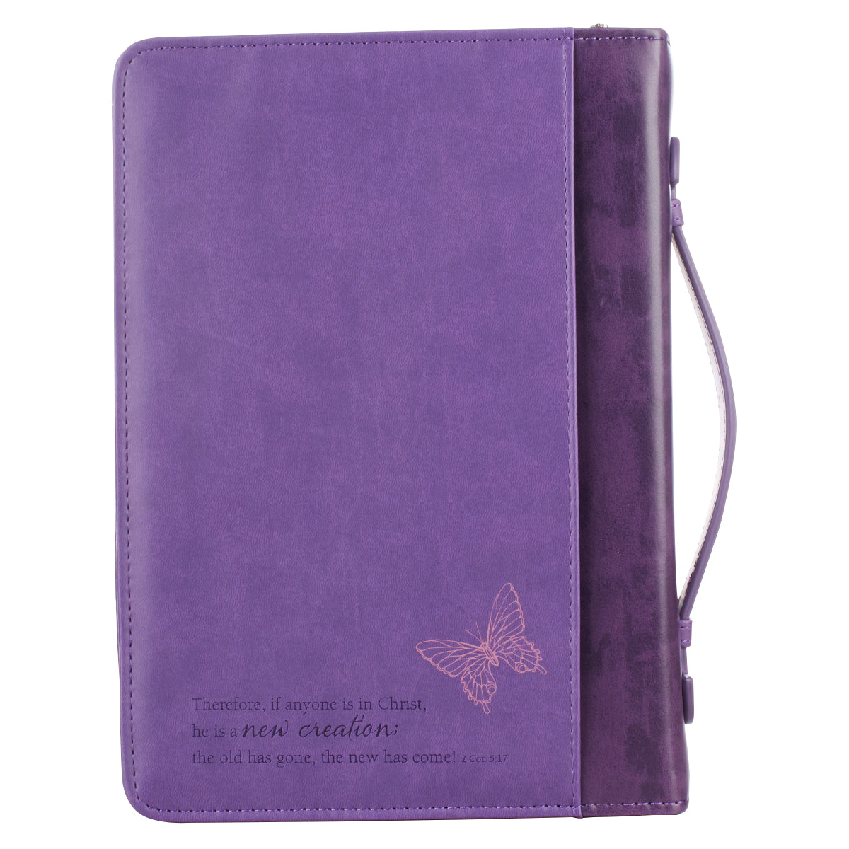 New Creation Purple Butterflies Faux Leather Fashion Bible Cover - 2 Corinthians 5:17 - The Christian Gift Company