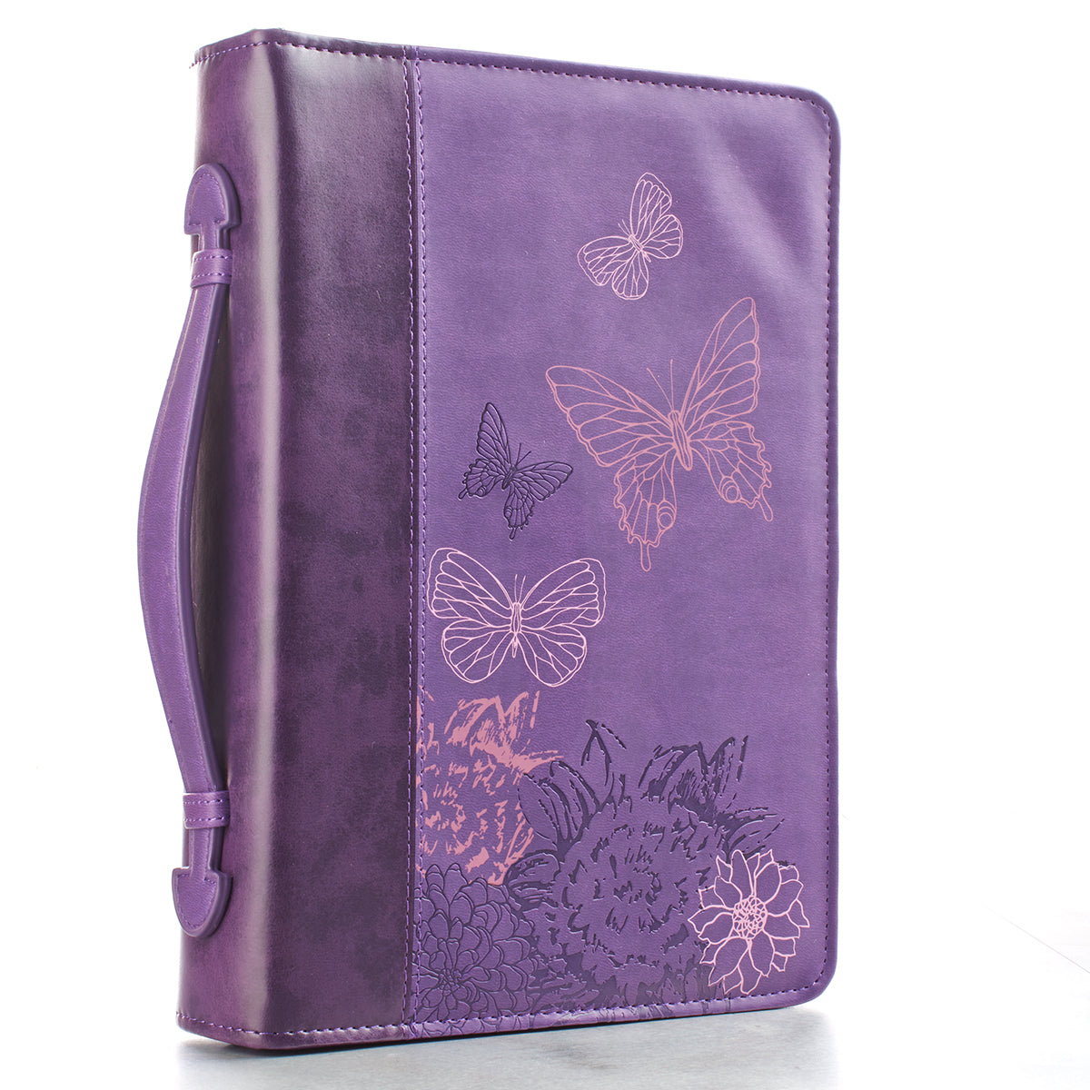 New Creation Purple Butterflies Faux Leather Fashion Bible Cover - 2 Corinthians 5:17 - The Christian Gift Company