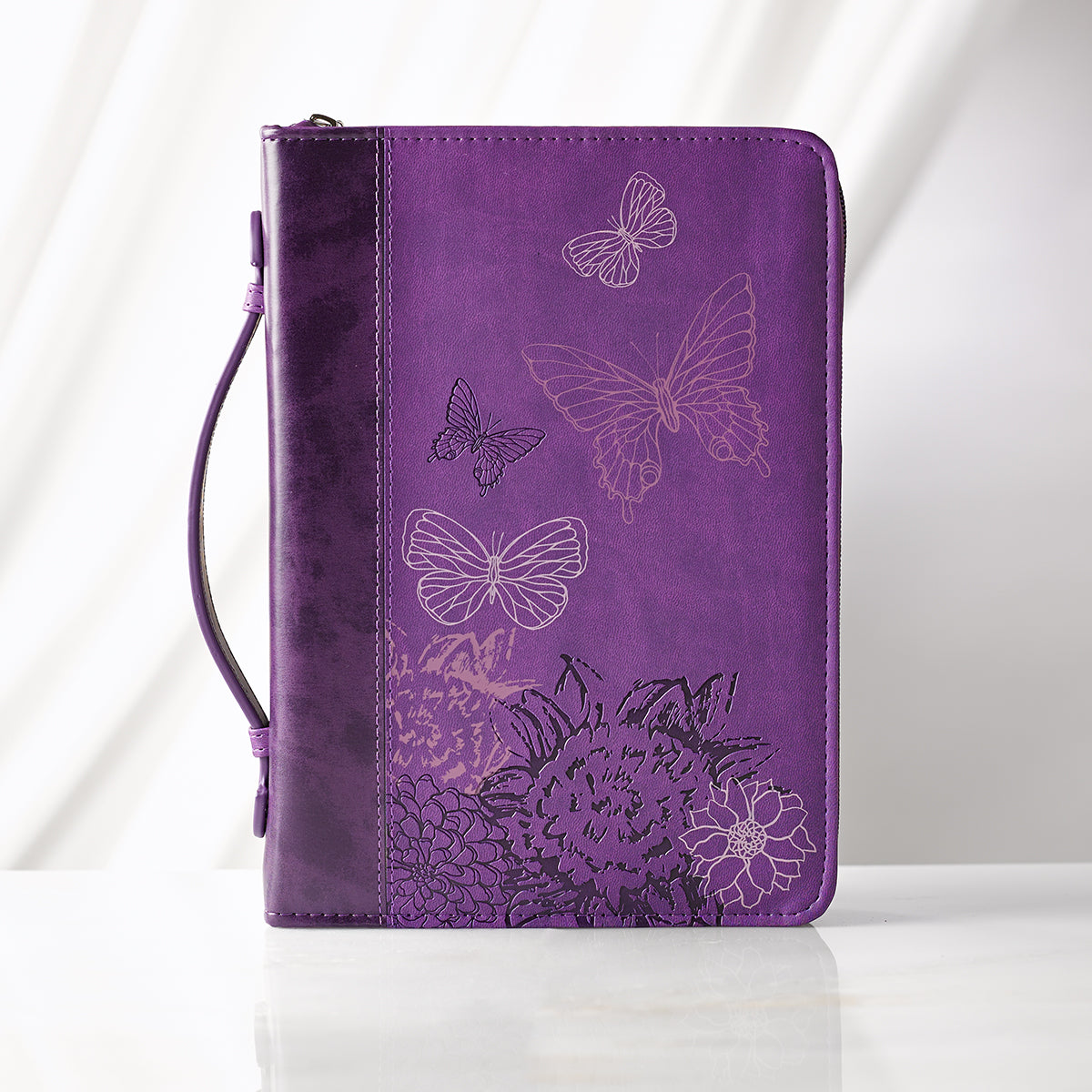 New Creation Purple Butterflies Faux Leather Fashion Bible Cover - 2 Corinthians 5:17 - The Christian Gift Company