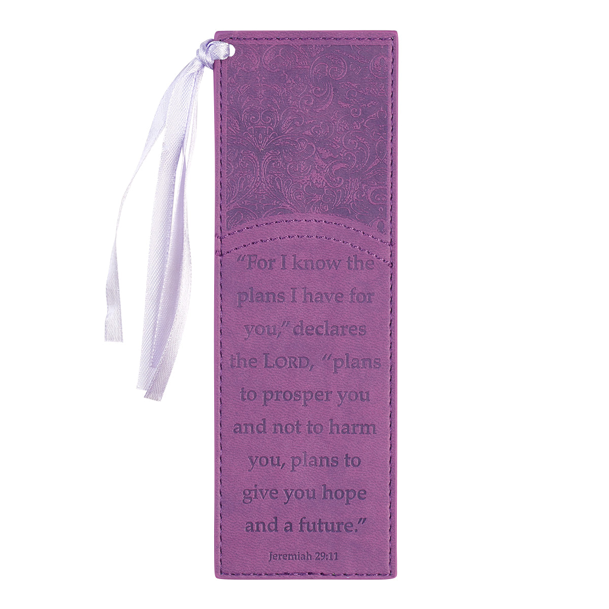 For I Know the Plans Purple Faux Leather Bookmark - Jeremiah 29:11 - The Christian Gift Company