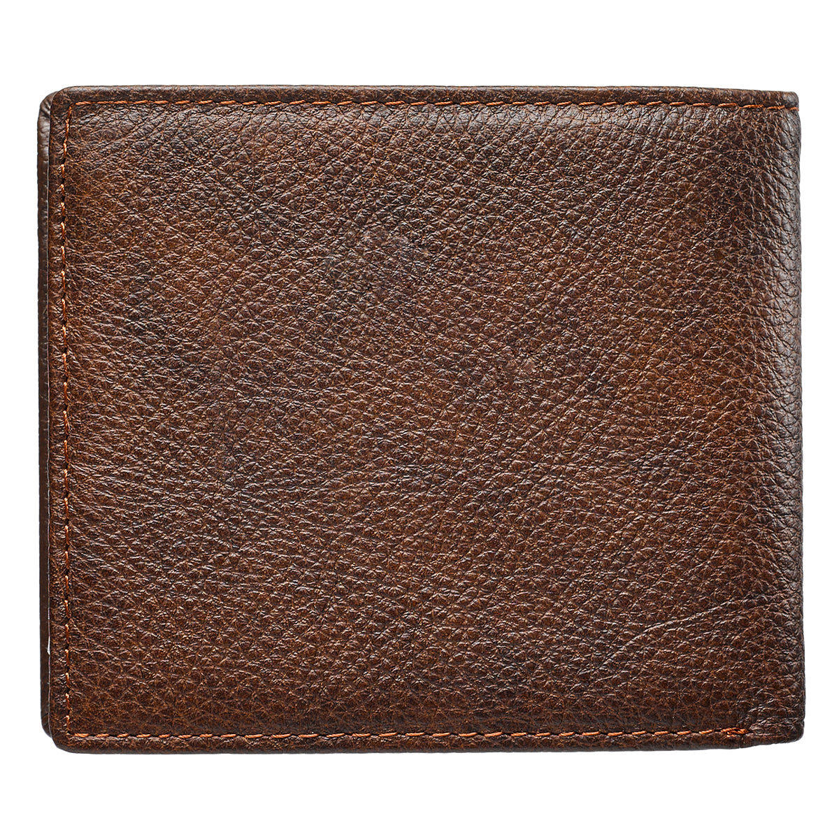 Strong and Courageous Two-tone Brown Full Grain Leather Wallet - Joshua 1:9 - The Christian Gift Company