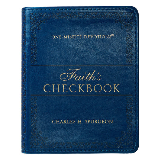 Faith's Checkbook Navy Blue Faux Leather One-Minute Devotions - The Christian Gift Company