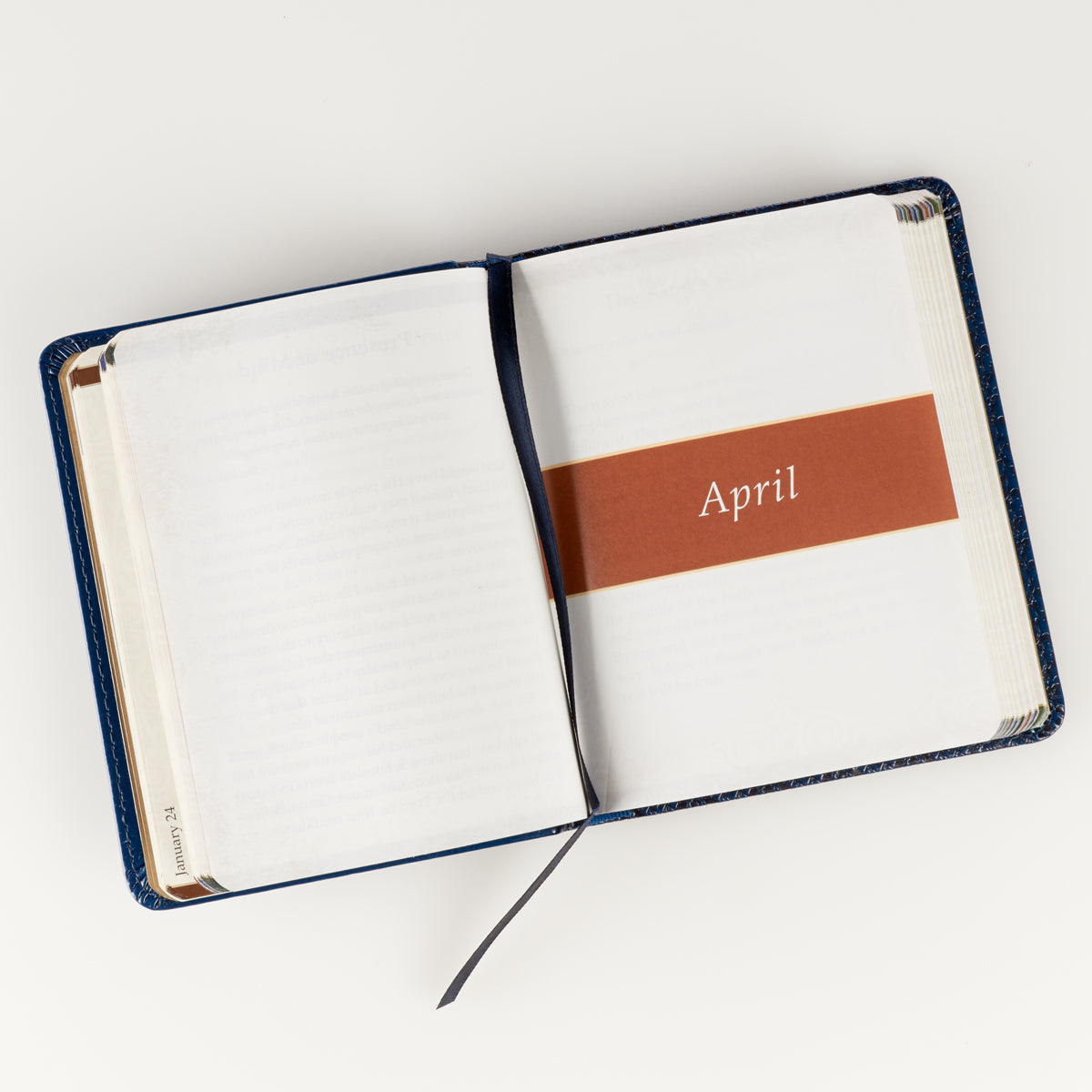 Faith's Checkbook Navy Blue Faux Leather One-Minute Devotions - The Christian Gift Company