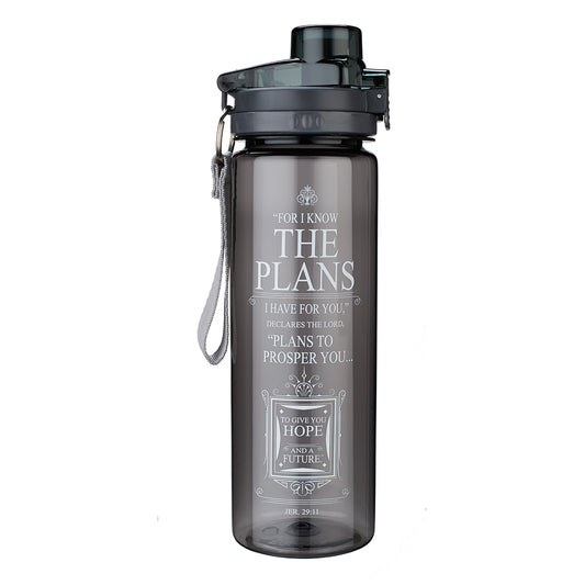 The Plans in Black Plastic Water Bottle - Jeremiah 29:11 - The Christian Gift Company