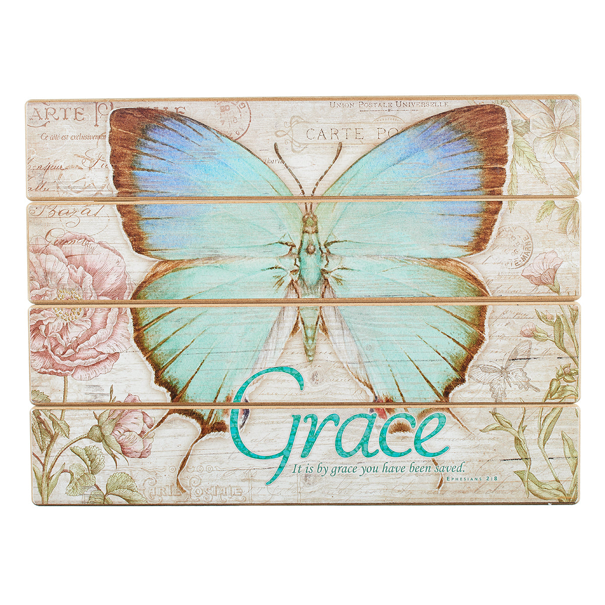 Butterfly Blessings 'Grace' Wall Plaque - Ephesians 2:8 - The Christian Gift Company