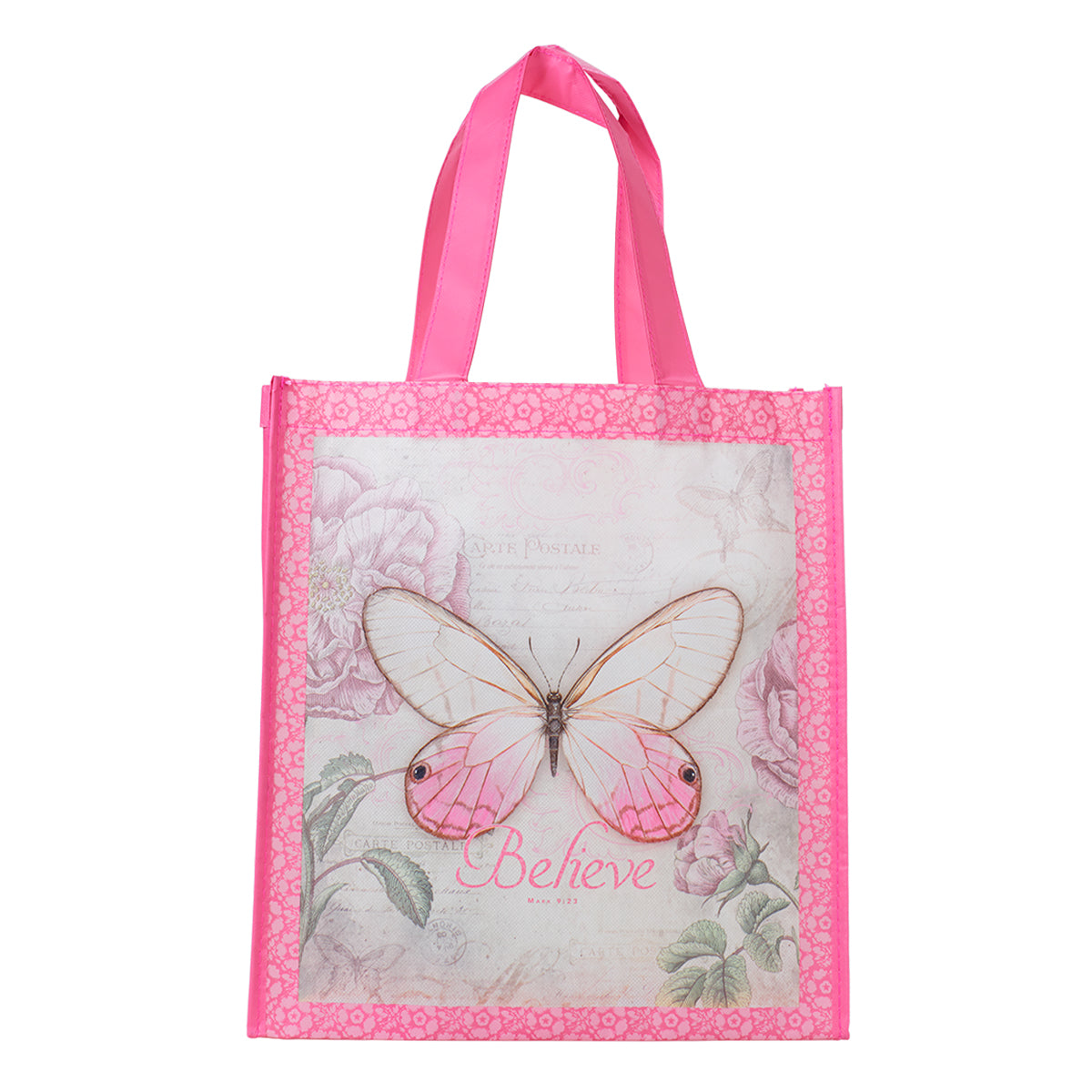 Believe Pink Butterfly Shopping Bag - The Christian Gift Company