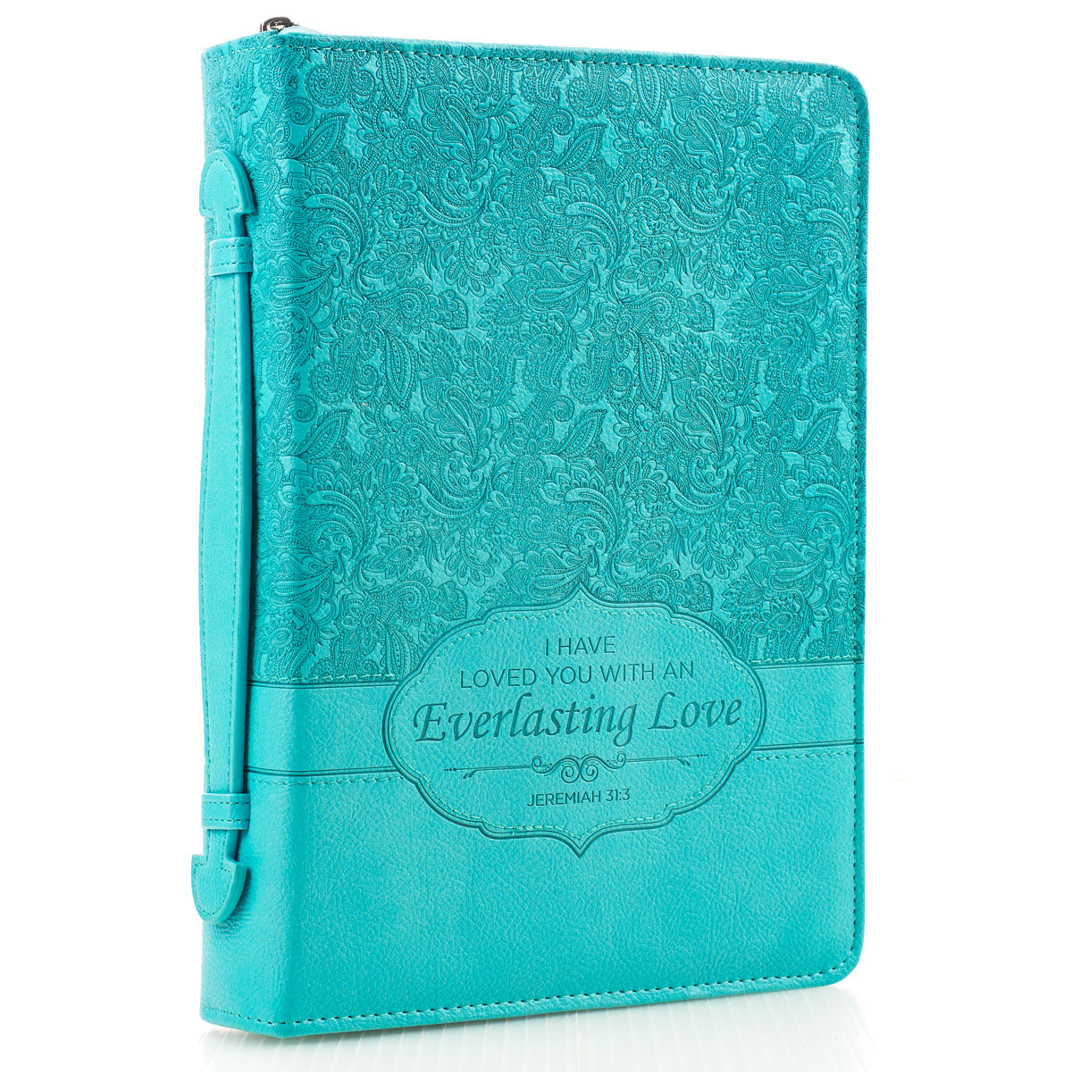 Everlasting Love Turquoise Faux Leather Fashion Bible Cover - Jeremiah 31:3 - The Christian Gift Company