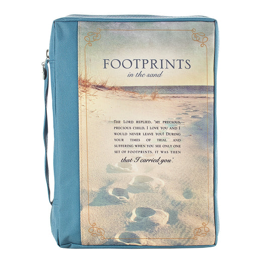 Footprints Poly-canvas Value Bible Cover - The Christian Gift Company