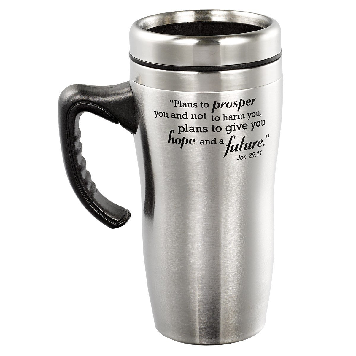 I know the Plans Stainless Steel Travel Mug With Handle - Jeremiah 29:11 - The Christian Gift Company