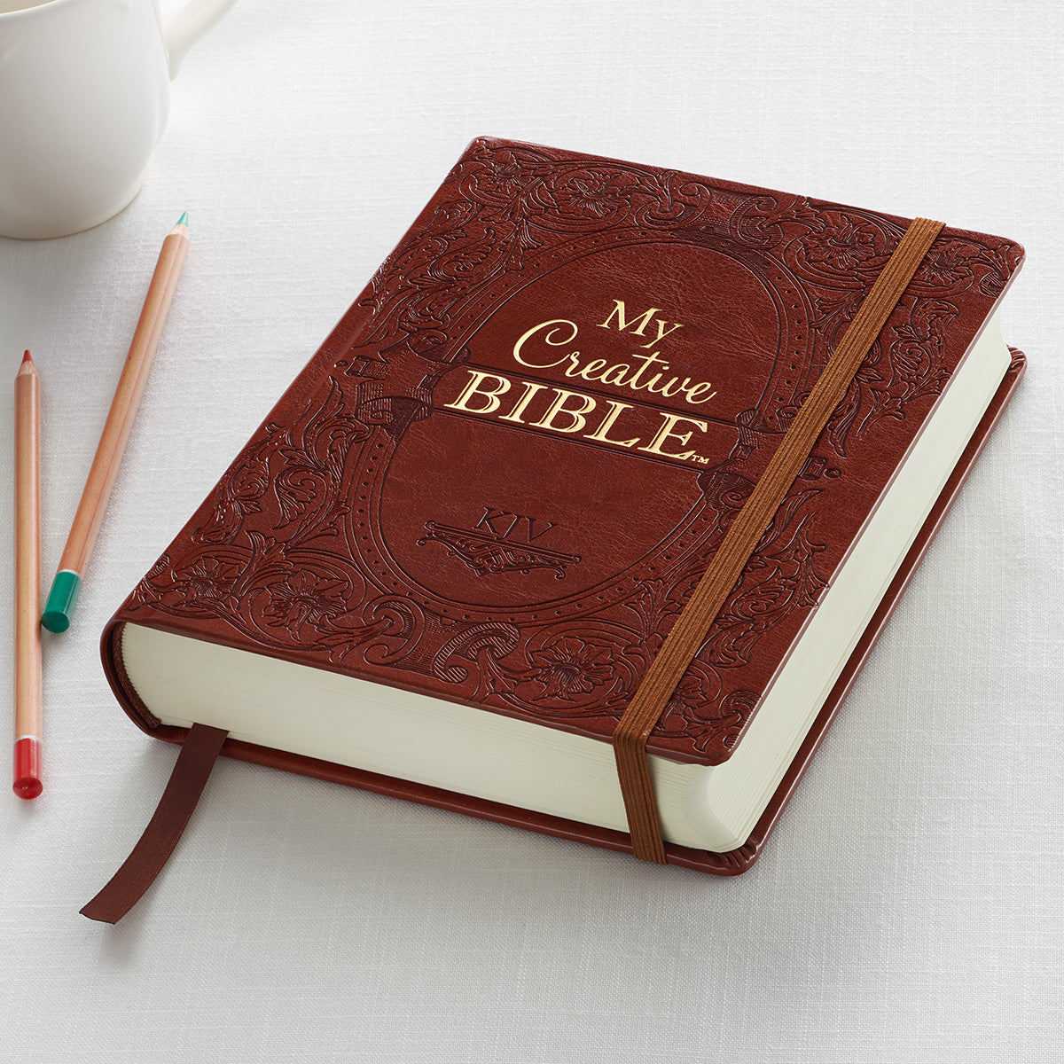 Saddle Tan Faux Leather Hardcover KJV My Creative Bible - The Christian Gift Company