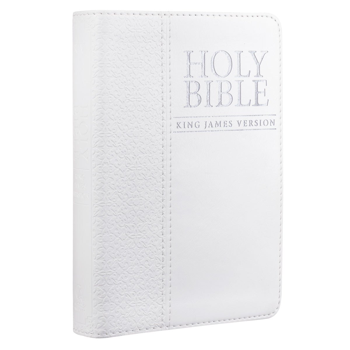 White Faux Leather Compact King James Version Bible - The Christian Gift Company