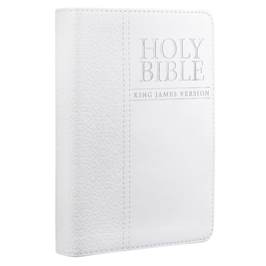 White Faux Leather Compact King James Version Bible - The Christian Gift Company