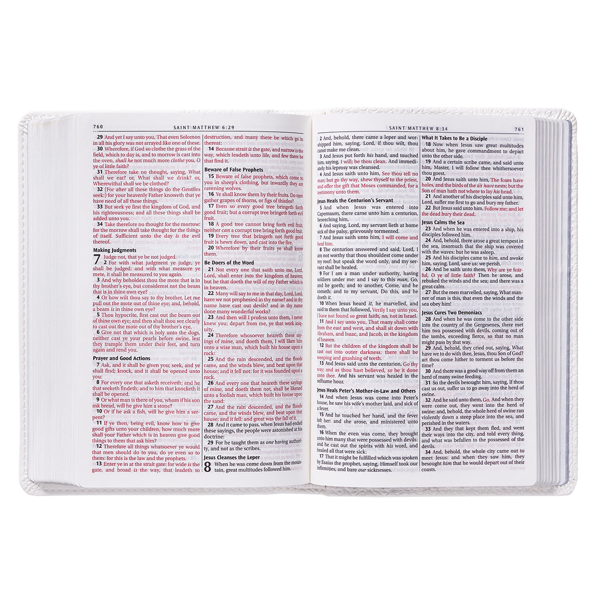 White Faux Leather Compact King James Version Bible - The Christian Gift Company