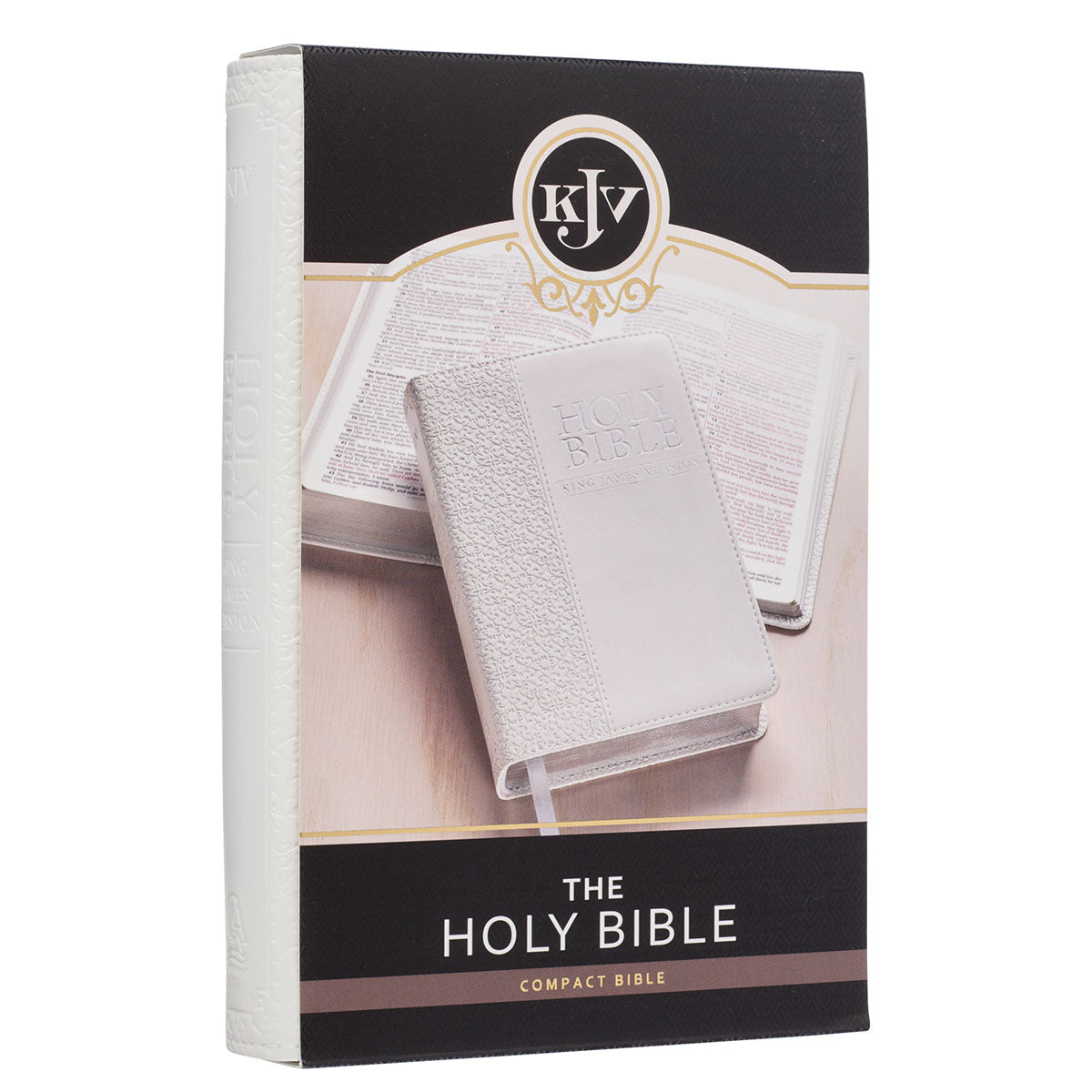 White Faux Leather Compact King James Version Bible - The Christian Gift Company