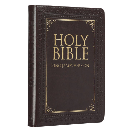 Dark Brown Faux Leather Large Print Thinline King James Version Bible with Thumb Index - The Christian Gift Company