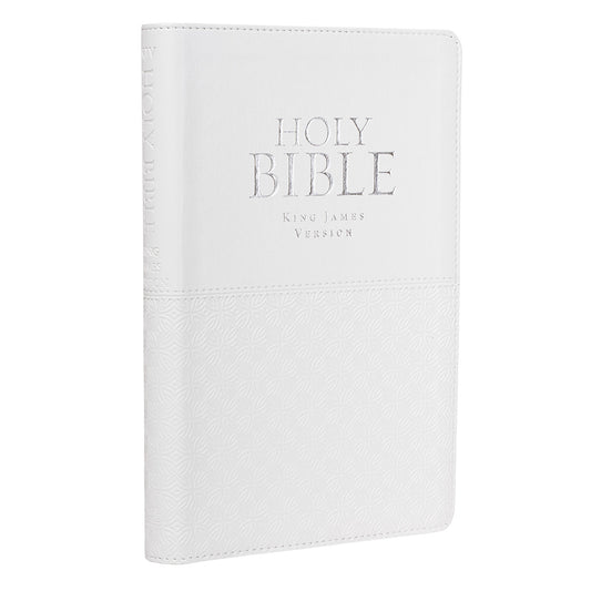 White Faux Leather King James Version Deluxe Gift Bible with Thumb Index - The Christian Gift Company