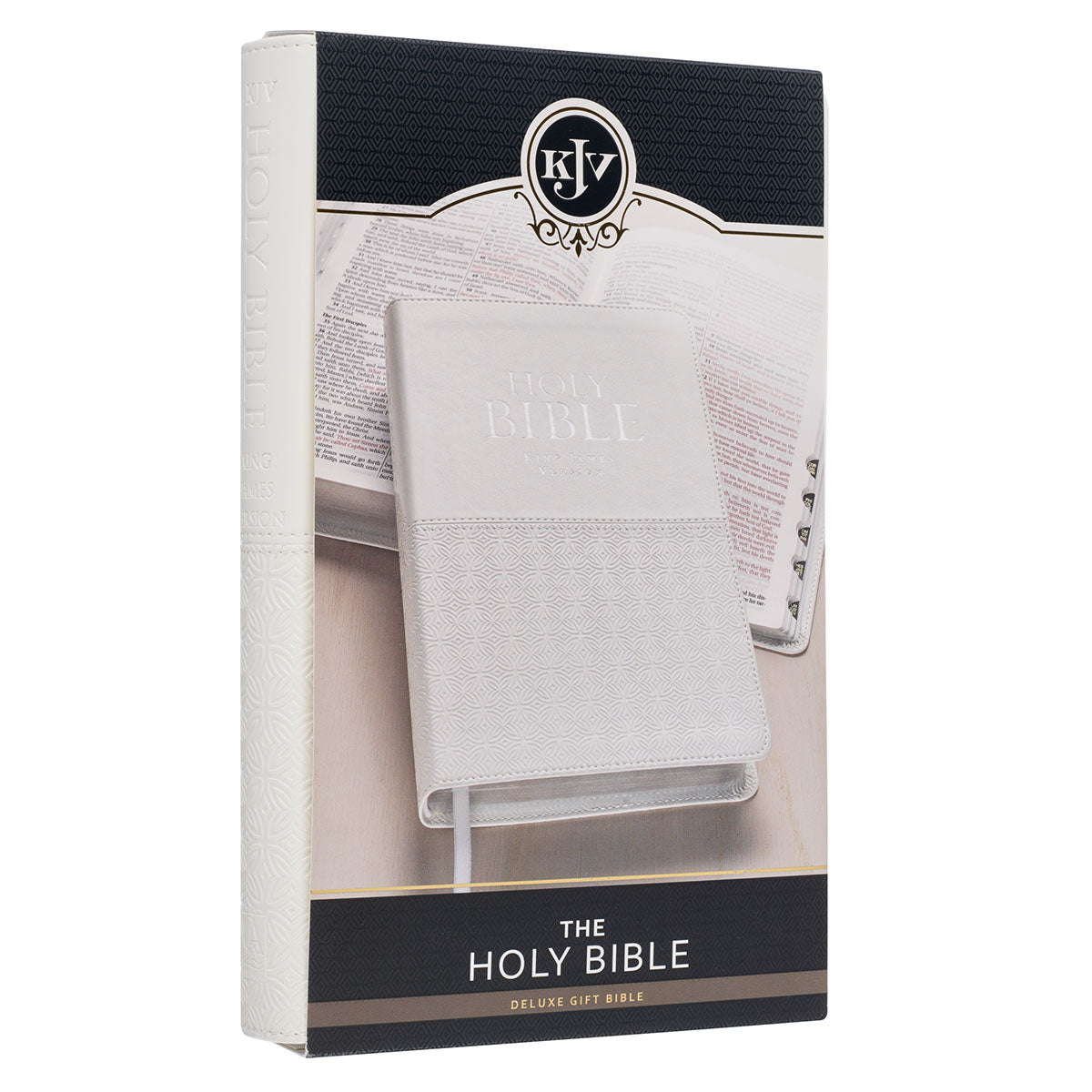 White Faux Leather King James Version Deluxe Gift Bible with Thumb Index - The Christian Gift Company