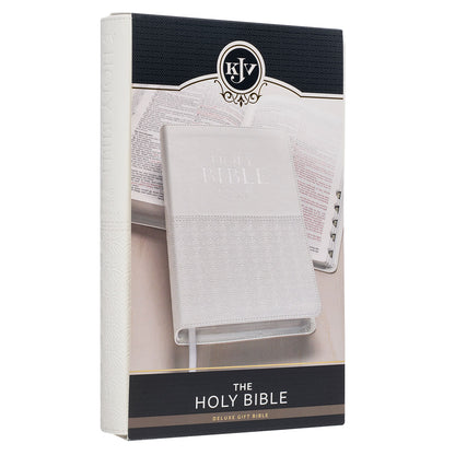 White Faux Leather King James Version Deluxe Gift Bible with Thumb Index - The Christian Gift Company