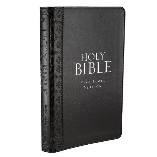 Black Faux Leather King James Version Deluxe Gift Bible with Thumb Index - The Christian Gift Company