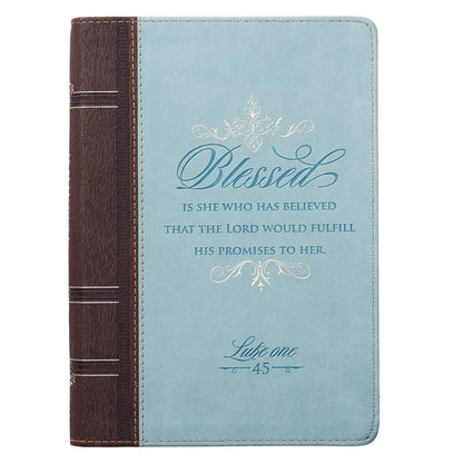 Blessed Zippered Classic LuxLeather Journal - Luke 1:45 - The Christian Gift Company
