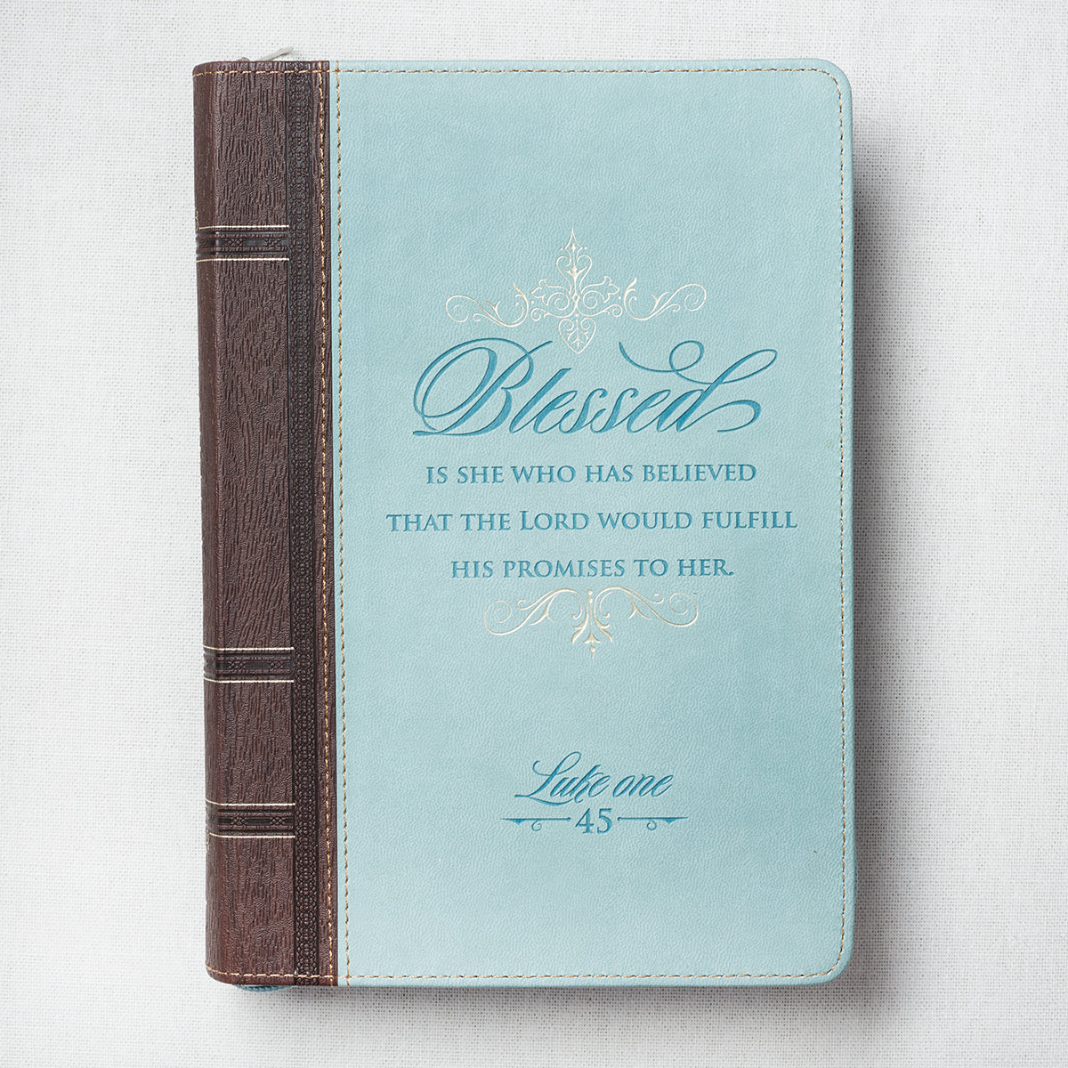 Blessed Zippered Classic LuxLeather Journal - Luke 1:45 - The Christian Gift Company