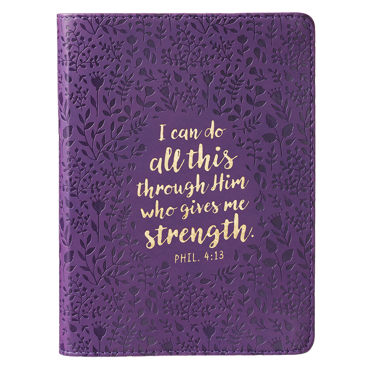 I Can Do All This Purple Handy-sized Faux Leather Journal - Philippians 4:13 - The Christian Gift Company