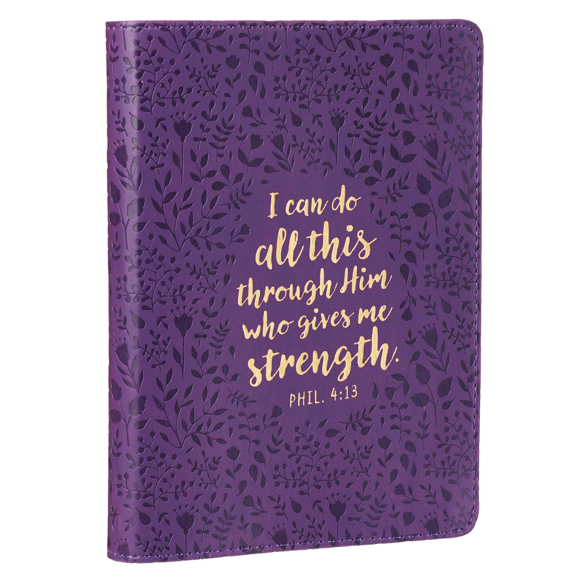 I Can Do All This Purple Handy-sized Faux Leather Journal - Philippians 4:13 - The Christian Gift Company