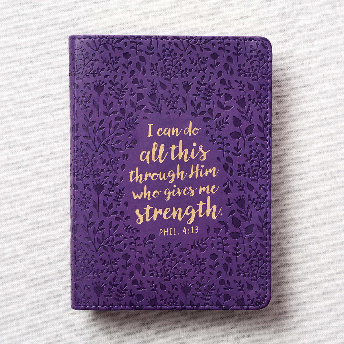 I Can Do All This Purple Handy-sized Faux Leather Journal - Philippians 4:13 - The Christian Gift Company