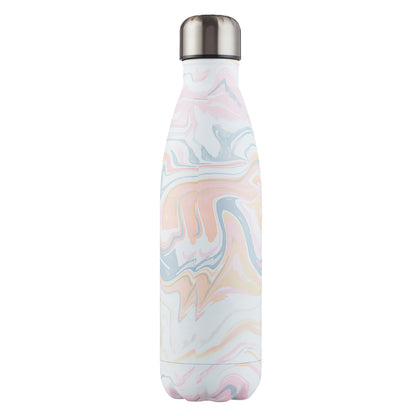 Give Thanks Marble Patterned Stainless Steel Water Bottle - Psalm 107:1 - The Christian Gift Company